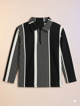 Boys Black Contrast Panel Casual Shirt – Long Sleeve Stylish Kids Shirt