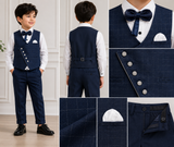 Kids Navy Blue Formal Waistcoat Suit Set – Premium Party Wear 3 Piece Outfit for Boys