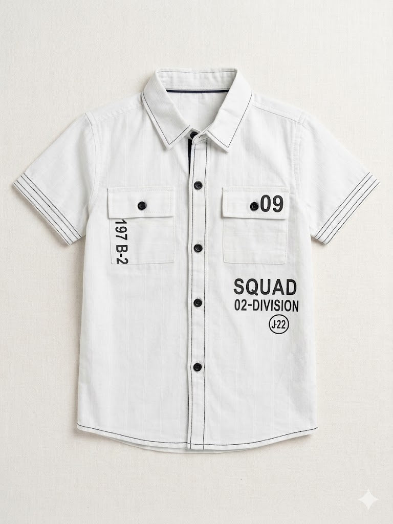 Boys Light Grey Short Sleeve Casual Shirt – Summer Cotton Kids Shirt