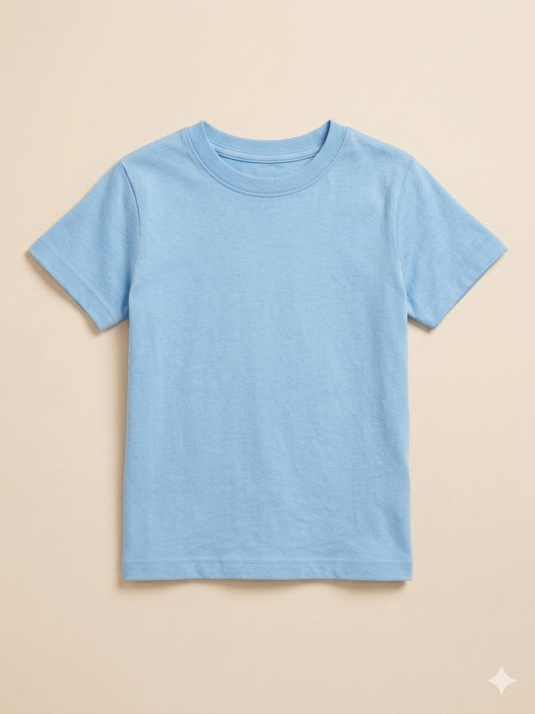 Boys Sky Blue Basic T-Shirt – Casual Cotton Short Sleeve Top