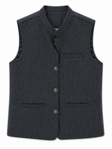 Kids Charcoal Black Formal Waistcoat – Premium Ethnic Wedding Waistcoat for Boys