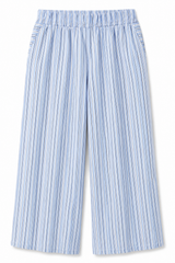 Girls Sky Blue Striped Wide Leg Pants – Casual Culotte Trousers