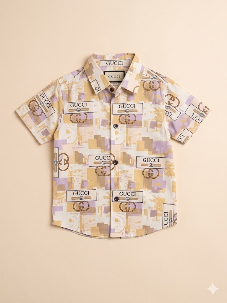 Boys Multi-Color Printed Shirt – Casual Cotton Short Sleeve Top