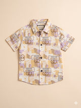 Boys Multi-Color Printed Shirt – Casual Cotton Short Sleeve Top
