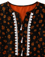 Girls Black Floral Printed Kurti – Casual Eastern Style Top