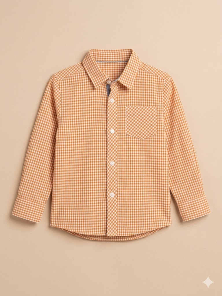 Boys Peach Casual Shirt – Cotton Long Sleeve Top