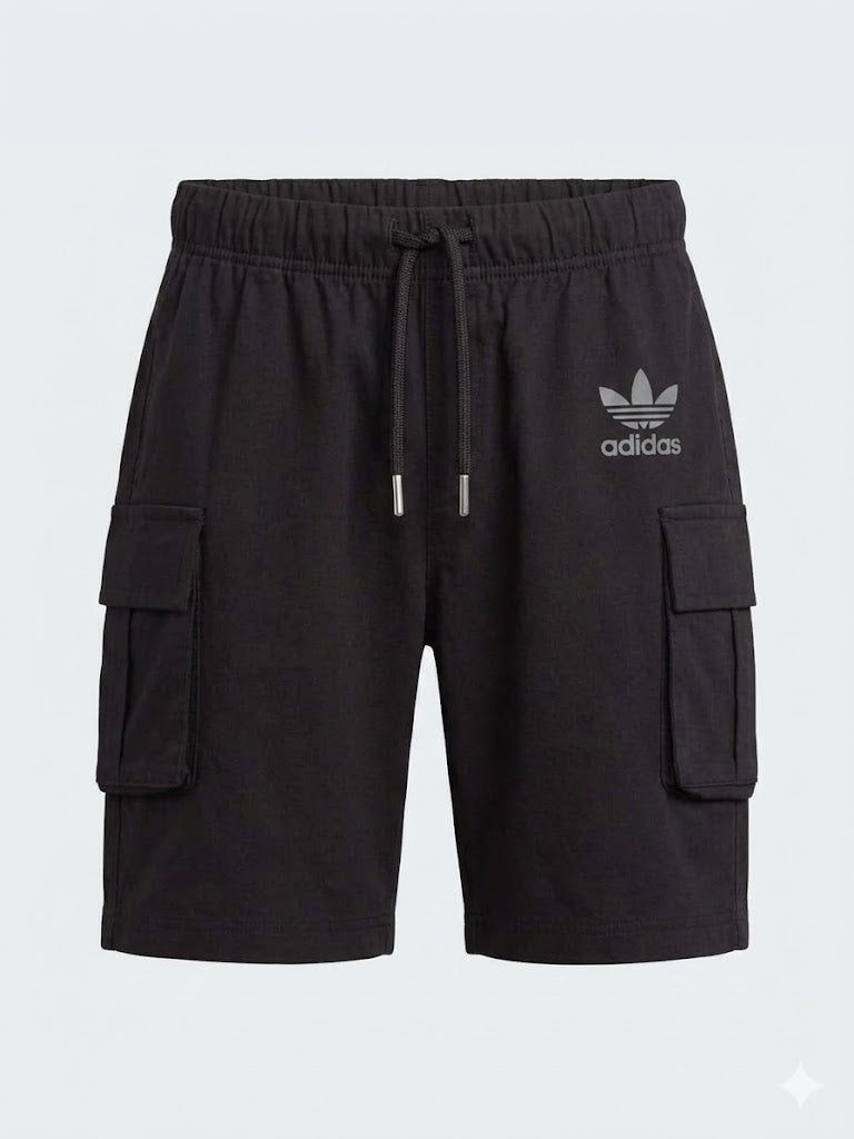 Kids Black Cargo Shorts with Side Pockets