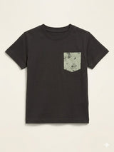 Boys Charcoal Grey Pocket T-Shirt – Casual Cotton Short Sleeve Top