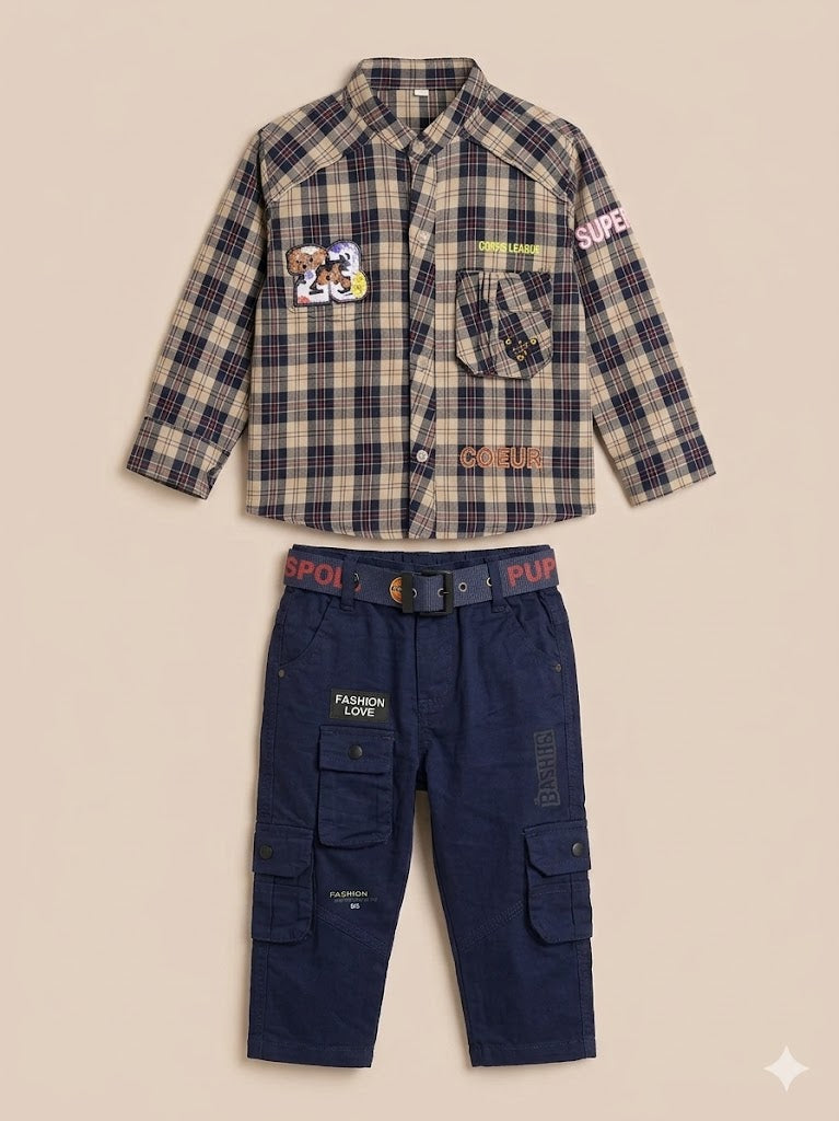 Boys Checked Shirt & Jeans Set – Casual Cotton Full Outfit