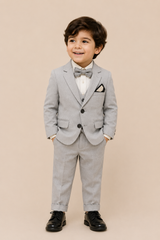 Kids Premium Light Grey Formal Suit – Elegant Party Wear Blazer Set for Boys