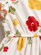 Girls Floral Print Tiered Dress – Cute Summer Casual Kids Frock