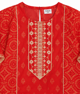 Girls Red Printed Kurti Trouser Set – Traditional Kids Ethnic Wear
