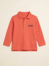 Boys Red Polo T-Shirt – Casual Cotton Long Sleeve Top