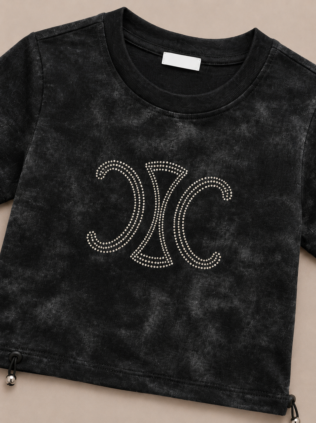 Girls Black Acid Wash Rhinestone T-Shirt – Trendy Kids Summer Top