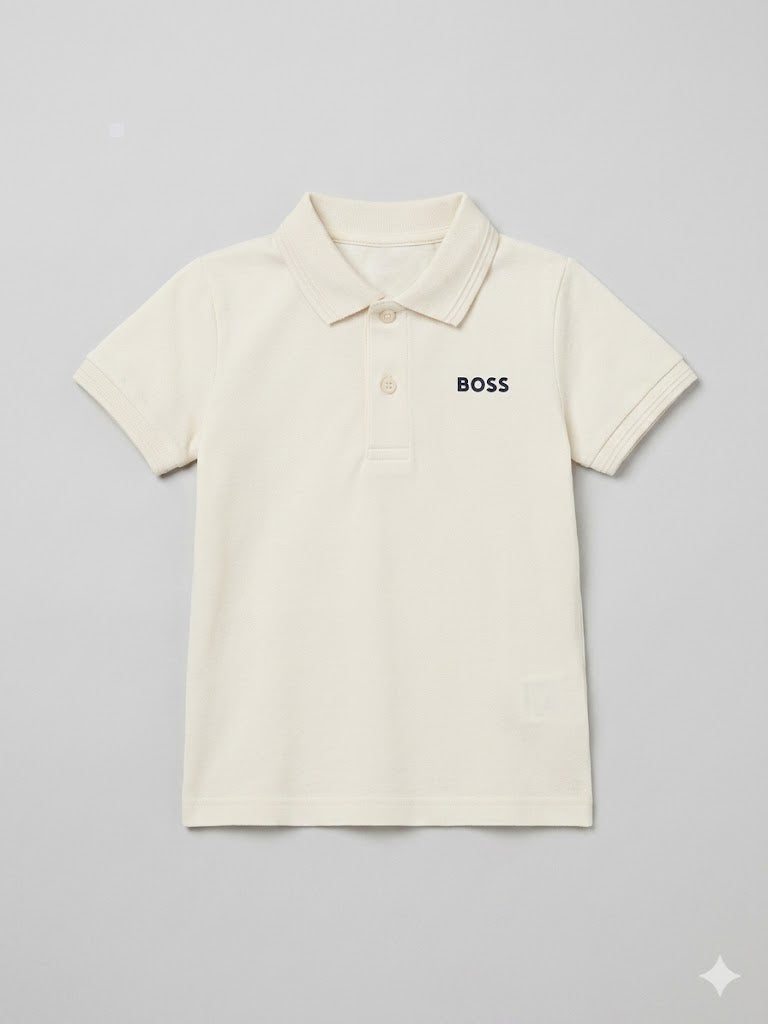 Boys White Polo T-Shirt – Casual Cotton Short Sleeve Top