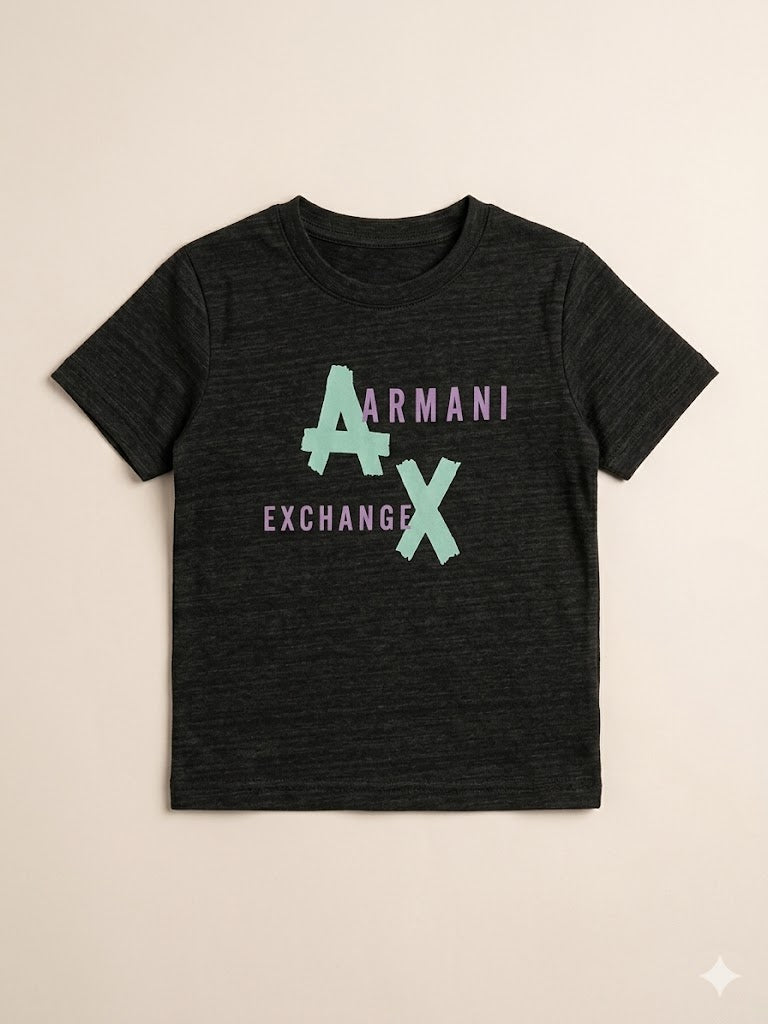 Boys Black Minimal Graphic T-Shirt – Casual Cotton Short Sleeve Top