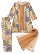 Girls Printed 3-Piece Ethnic Suit with Dupatta