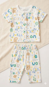 Baby Printed Short Sleeve Romper – Soft Cotton Bodysuit (White Multi Print)