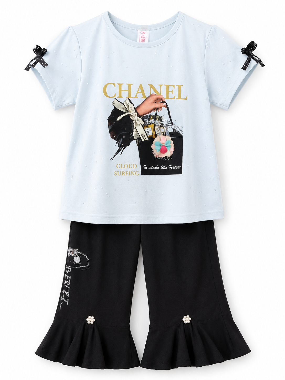 Girls Luxury Fashion Co-Ord Set – Premium Printed Top & Flared Pants
