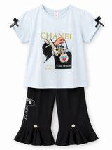 Girls Luxury Fashion Co-Ord Set – Premium Printed Top & Flared Pants