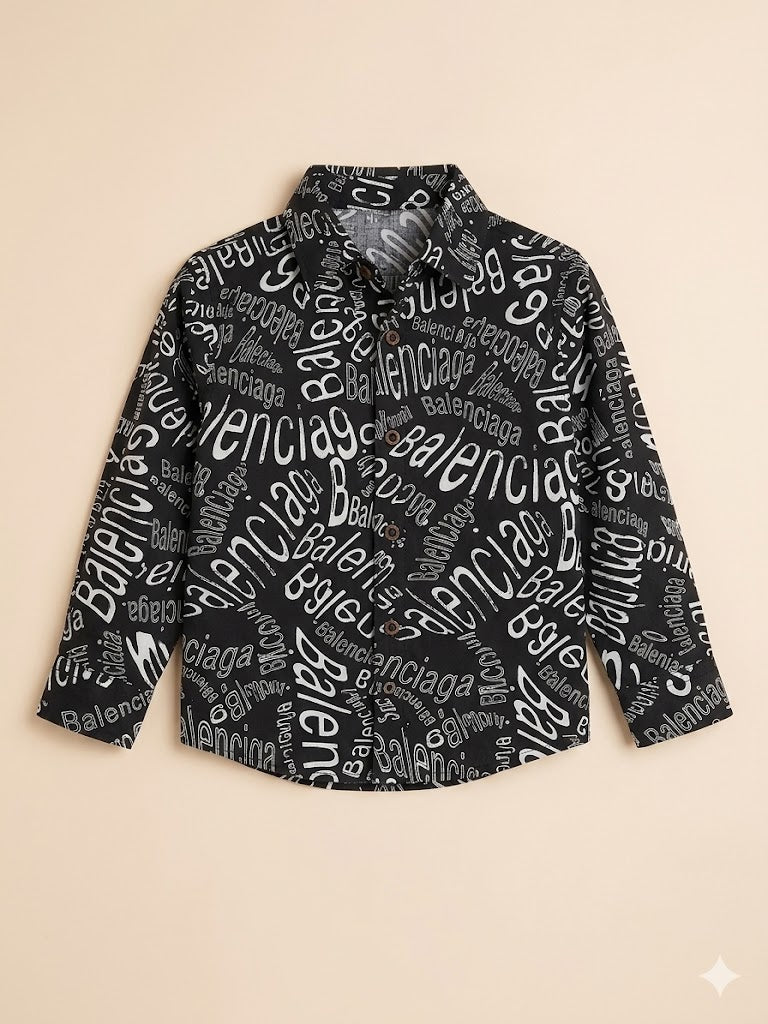 Boys Orange Printed Shirt – Casual Cotton Short Sleeve Top