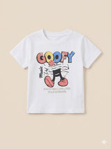 Boys White Cartoon Graphic T-Shirt – Casual Cotton Short Sleeve Top