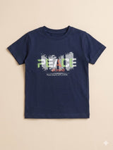Boys Navy Graphic T-Shirt – Casual Cotton Short Sleeve Top