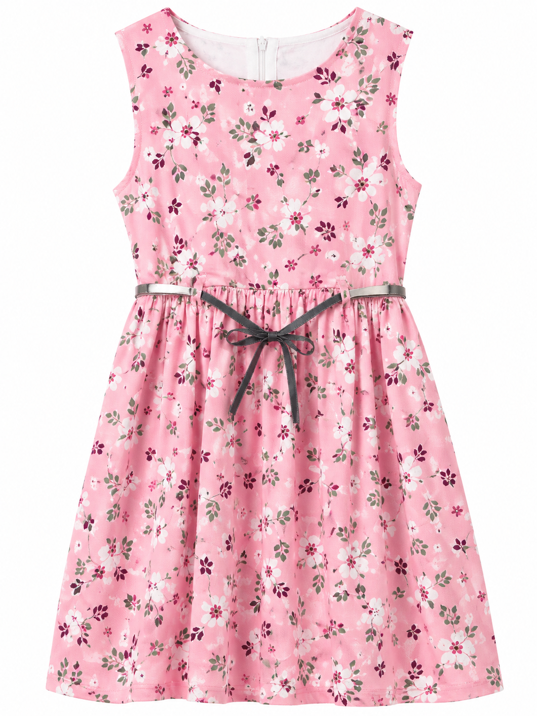 Girls Pink Floral Sleeveless Dress – Cute Casual Party Wear Frock
