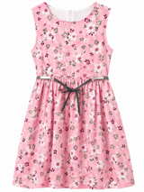 Girls Pink Floral Sleeveless Dress – Cute Casual Party Wear Frock