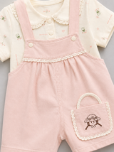 Baby Girls Pink Dungaree Romper Set – Cute Cotton Summer Outfit (2 Pcs)