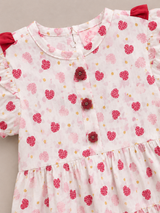 Girls Strawberry Print Summer Dress – Cute Kids Casual Frock with trouser