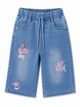 Girls Blue Embroidered Denim Bermuda Shorts – Lovely Girly Kids Shorts