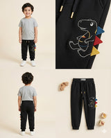 Kids Black Graphic Jogger Pants – Elastic Waist Comfort Trousers
