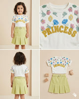 Girls “Princess” 2-Piece Summer Set – Printed Tee & Yellow Skirt