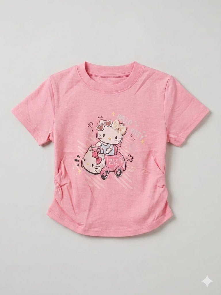 Girls Pink Hello Kitty Printed T-Shirt