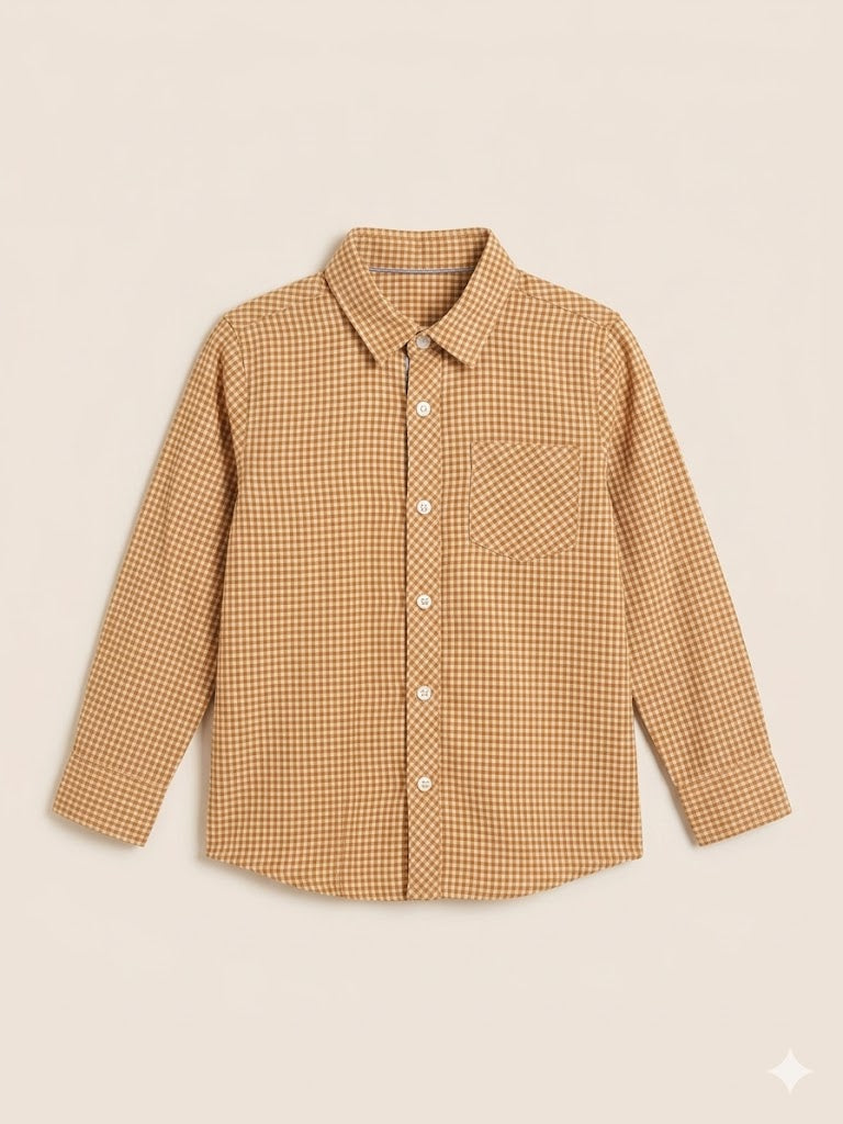 Boys Mustard Check Casual Shirt