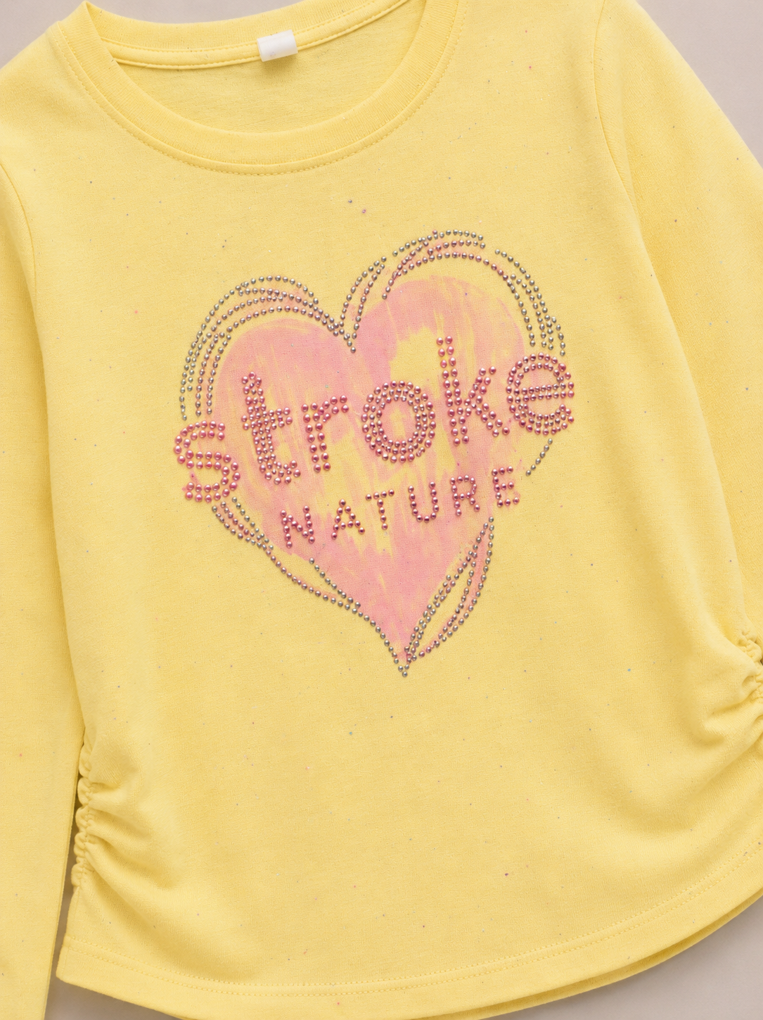 Girls Yellow Stroke Nature Top – Stylish Full Sleeve Kids Shirt