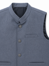 Kids Steel Blue Formal Waistcoat – Premium Ethnic Wedding Waistcoat for Boys