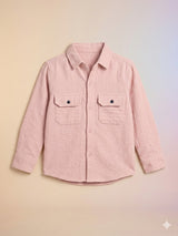 Boys Casual Button-Up Shirt – Soft Cotton Top (Light Pink)