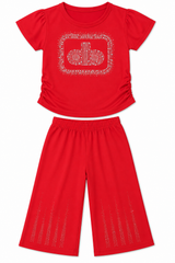Girls Red Rhinestone Co-Ord Set