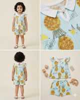 Girls Pineapple Print Top & Shorts Set – Sky Blue