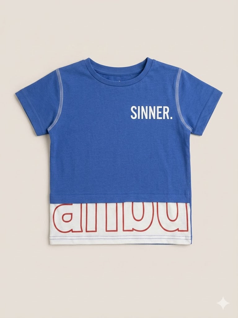 Boys Blue Graphic T-Shirt – Casual Cotton Short Sleeve Top
