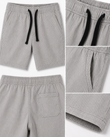 Kids Light Grey Ribbed Casual Shorts