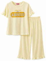 Girls Soft Lounge Co-Ord Set – Printed Top & Wide Leg Pants