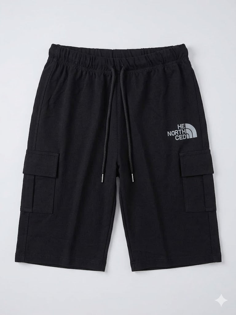 Boys Black Cargo Shorts with Utility Pockets