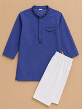Boys Royal Blue Kurta Trouser Set – Traditional Kids Eastern Wear