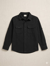 Boys Black Casual Cotton Shirt – Long Sleeve Premium Kids Shirt