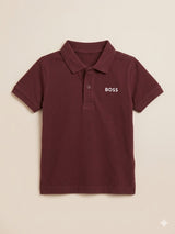 Boys Maroon Polo T-Shirt – Casual Cotton Short Sleeve Top