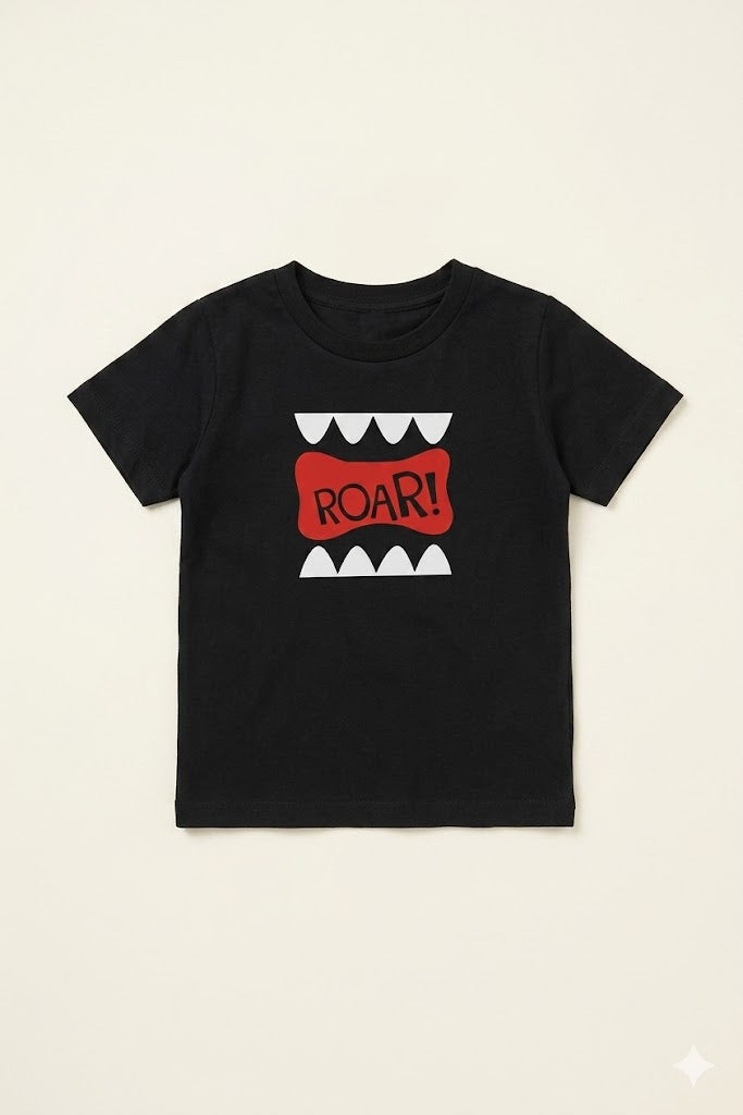 Boys Black “Cool Bear” Graphic T-Shirt – Casual Cotton Short Sleeve Top